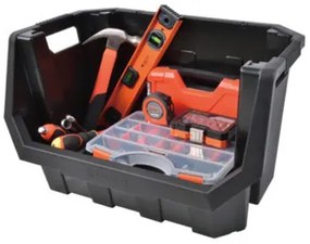 Dielenský úložný box so skosenou hranou HEAVY DUTY, čierny 58x38x34