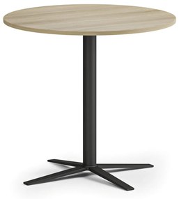 Konferenčný stolík AURA, priemer 80 cm, čierna podnož, dub prírodný