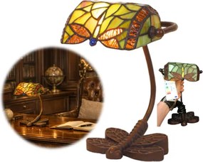 Bank lampa Tiffany vitráž VÁŽKA GREEN Iron Base 28*20 CM