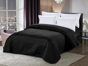 Čierny prehoz na posteľ so vzorom STONE 220x240 cm