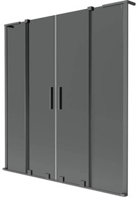 Mexen Velar L Duo, 2-krídlová posuvná vaňová zástena 140 x 150 cm, 8mm šedé sklo, grafitová, 896-140-003-42-95