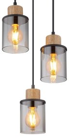Globo 15707-3HR - Luster na lanku REID 3xE27/15W/230V pr. 27 cm dub