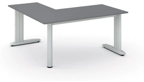 Rohový kancelársky písací stôl PRIMO FLEXIBLE, 1600 x 1600 mm, grafitová