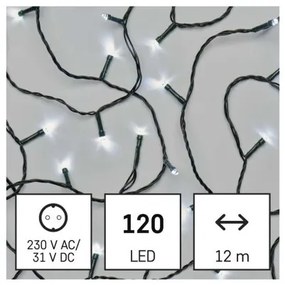 LED vánoční řetěz Steny s programy 12 m studená bílá