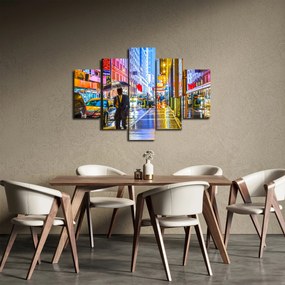 Obraz - Mesto v neónovej žiare (150x105 cm)
