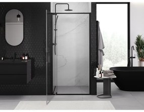 Mexen Exo, 1-krídlové sprchové dvere do otvoru 95 cm, 6mm číre sklo, čierny profil, 8181-095-000-70-00