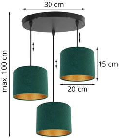 Závesné svietidlo Mediolan, 3x textilné tienidlo (výber z 10 farieb), (výber z 3 farieb konštrukcie), o, g