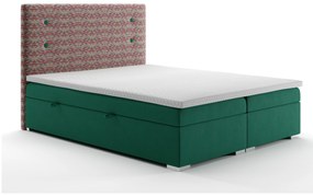 Manželská posteľ Boxspring 140 cm Grini (smaragdová + viacfarebné) (s úložným priestorom). Vlastná spoľahlivá doprava až k Vám domov. 1044215