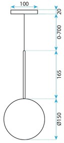 Toolight Rea, Sklenené guľové závesné stropné svietidlo 15cm APP1682-1CP, OSW-04302