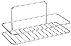 Závesná oceľová kúpeľňová polička bez vŕtania v lesklo striebornej farbe Luxy – Metaltex