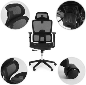 Kancelárska otočná stolička s ergonomickým nastavením výšky, čierna