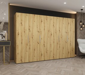 Šatníková skriňa 300 cm Mirabella 1 (dub artisan + kašmír). Akcia -21%. Vlastná spoľahlivá doprava až k Vám domov. 1126381