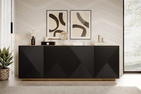 Komoda Asha 200 cm na sokli - artisan / čierny mat