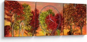 Obraz - Farebné stromy (s hodinami) (90x30 cm)
