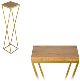 STOJAN NA KVETINÁČ LOFT6 100X24X24 CM ZLATÁ/HNEDÁ