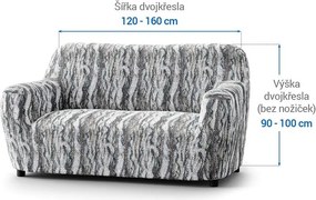 Bielastické poťahy OCEANO NOVÉ šedo-modré dvojkreslo (š. 120 - 160 cm)