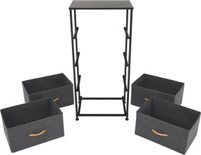 Komoda s látkovými zásuvkami PALMERA, čierna