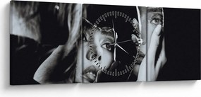 Obraz - Pohľad do zrkadla (s hodinami) (90x30 cm)