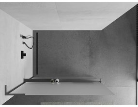 Mexen Kioto+ L, sprchová zástena Walk-In s poličkou a vešiakom 110 x 200 cm, 8mm sklo námraza, grafitový profil, 800-110-123-95-30