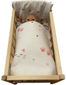 SDS Perinky do postieľky pre bábiky Mačičky biela Bavlna, výplň: Polyester, 1x 38x44 cm / 28x20 cm
