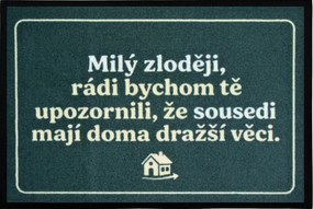 Mercury Flooring, Rohožka Milý zlodej 40x60 cm - na von aj na doma, 40x60, zelená