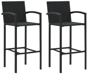 Barové stoličky 2 ks, čierne, polyratan