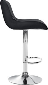 Barová stolička Vonore - koženka, chróm rám - Čierna