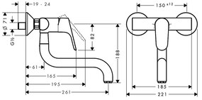 Hansgrohe Focus M41, kuchynská páková batéria na stenu, spodný výtok, 1jet, chrómová, HAN-31825000