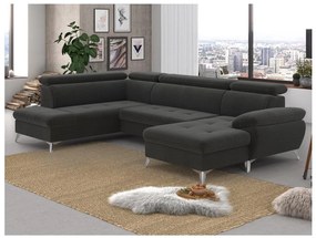 Rozkladacia rohová sedačka CATANIA U ľavá grafit s úložným priestorom