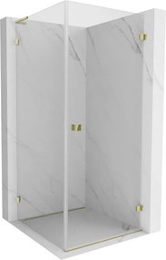 Mexen Lunar-B L, 1-krídlový sprchový kút, pravý, 100 x 100 cm, 8mm číre sklo, zlatý lesklý profil, 832L-100-100-50-00-P