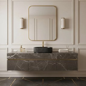 Rea Margaret, umývadlo na dosku 490x355x125 mm, čierna-imitácia kameňa, REA-U7344