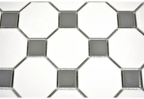 Keramická mozaika OCTAG469 biela matná/sivá lesklá 29,5x29,5 cm