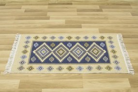 Obojstranný koberec / behúň Kilim Romby modrý