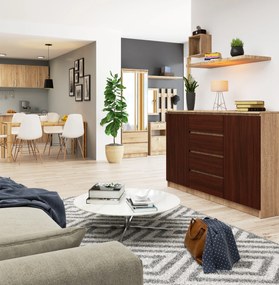 Komoda Koa  (dub sonoma + wenge). Vlastná spoľahlivá doprava až k Vám domov. 1069402