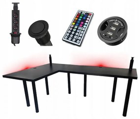 Písací Stôl Roh. Low Čierna 180x120x3,6 Model 3