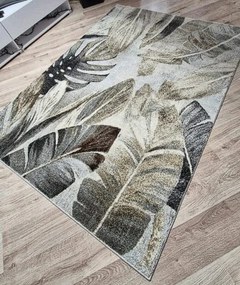Koberec Villa 869 béžovo-sivý s listovým vzorom – viac rozmerov Rozmer: 80x150 cm