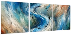 Obraz - Abstraktný prúd (s hodinami) (90x30 cm)
