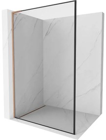 Mexen Kioto L, sprchová zástena Walk-In 60 x 200 cm, 8mm číre sklo čierny vzor, medený matný profil, 800-060-103-65-70