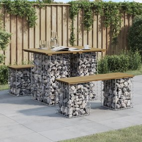 Záhradná lavička gabiónový dizajn 100x70x72 cm impreg. borovica 834367