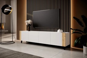 FARO TV stand white/white/craft oak