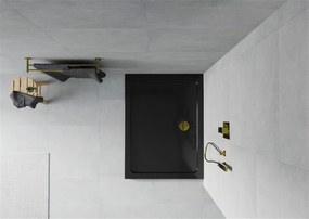 Mexen SLIM - Obdĺžniková sprchová vanička 120x100x5cm + zlatý sifón, čierna, 40701012G