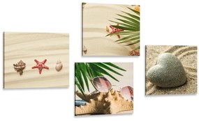 Set obrazov zátišie piesočnatej pláže - 4x 40x40