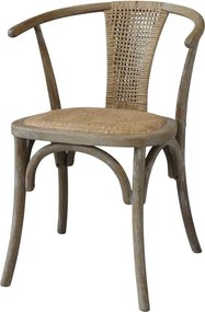 Prírodná drevená stolička s výpletom a opierkami Old French chair - 50*45*79 cm