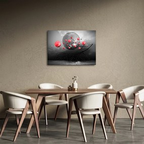 Obraz červených abstraktných gulí (70x50 cm)