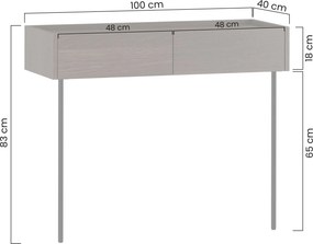 Konzola Dunari 100 cm so zásuvkami a kovovými nohami - dub dunin