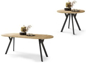 ALMO 100 Dub Craft Gold/čierne nohy - OKRÚHLY LOFTOVÝ/INDUSTRIÁLNY ROZKLADACÍ STÔL DO OBÝVAČKY/JEDÁLNE