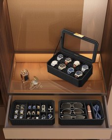 Úložný box na hodinky Leslie III černý