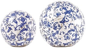 Záhradná keramická dekoračná guľa Kelly, 11,2x12,2 cm, biela/modrá