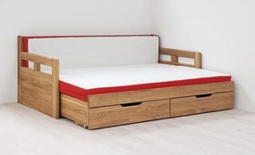 BMB TANDEM HARMONY s roštom a úložným priestorom 90 x 200 cm - rozkladacia posteľ z bukového masívu s vysokými čelami, buk masív