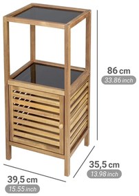 Čierna/v prírodnej farbe nízka/úzka kúpeľňová skrinka z masívu akácie 39,5x86 cm Fondi – Wenko